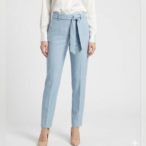 LOFT Light Blue Tie-Waist Ankle Trousers | Slim Fit Dress Pants | Size  0/2